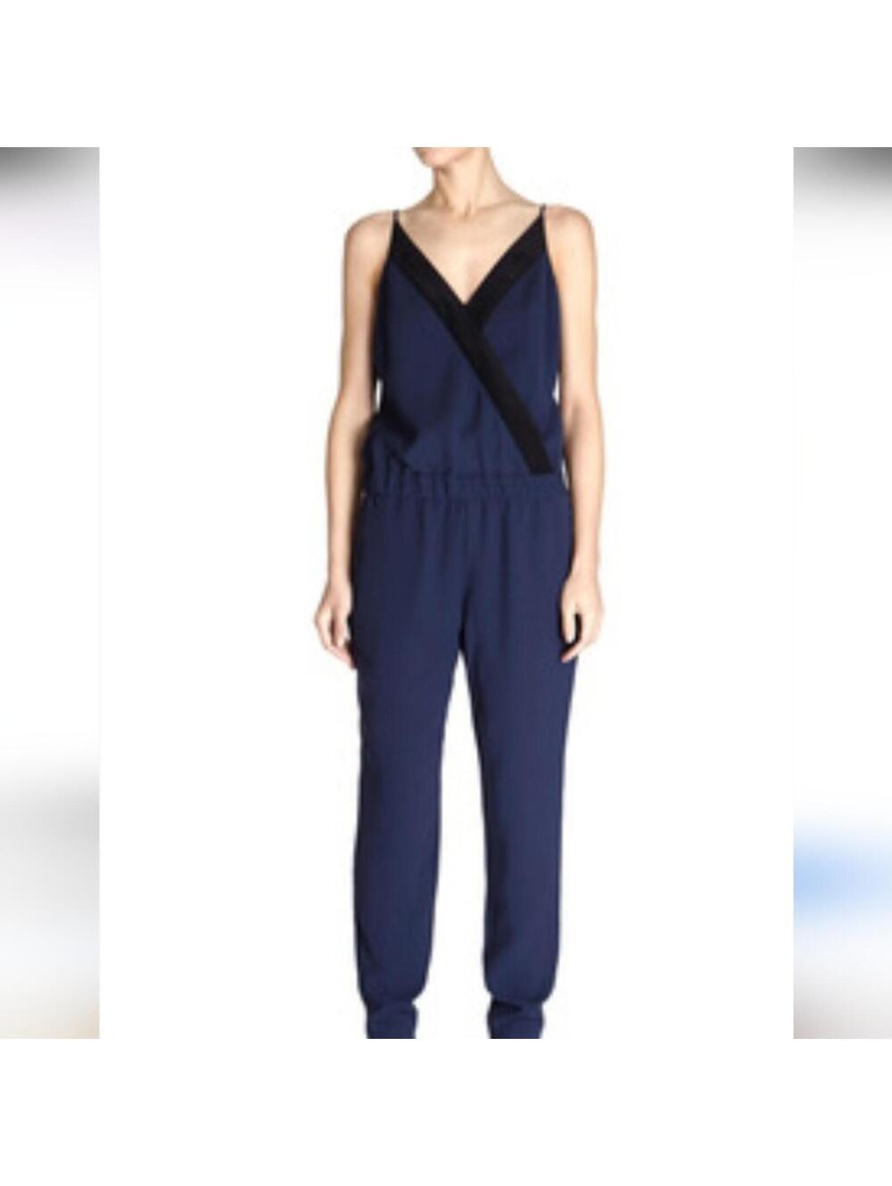 Karen Millen sz 8 Navy & Black Jumpsuit Luxury Wedding Guest Cocktail Event EUC